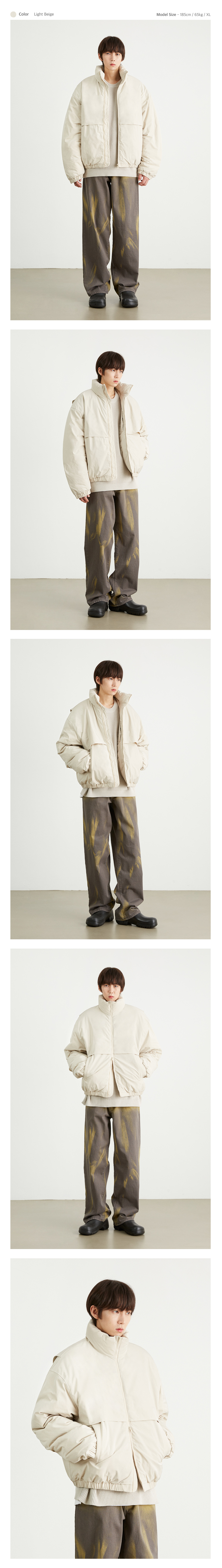 키뮤어(KIIMUIR) 쉘블록 2-WAY 플랩 숏패딩_라이트베이지