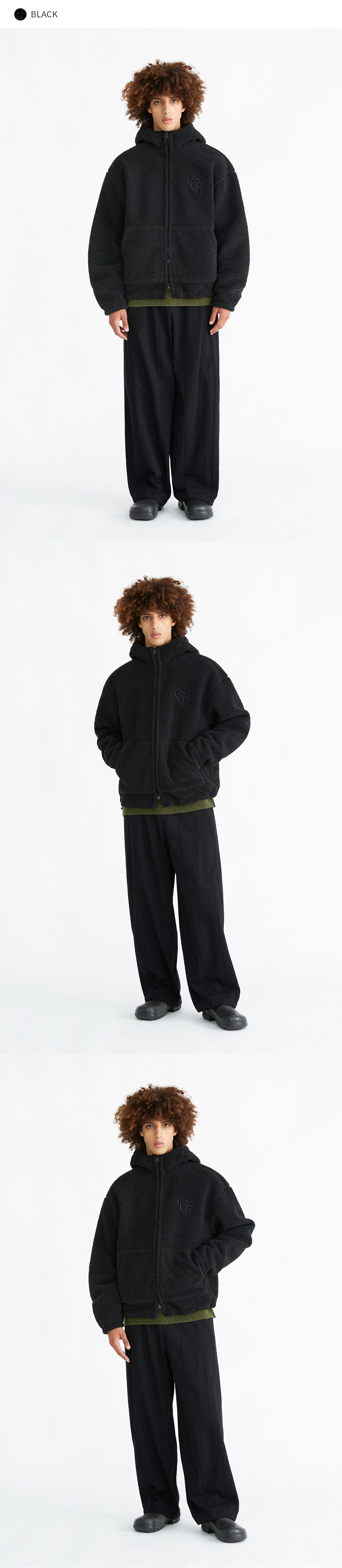 코드그라피(CODEGRAPHY) 헤비 보아 CGP 플리스 후드 집업 점퍼_4color