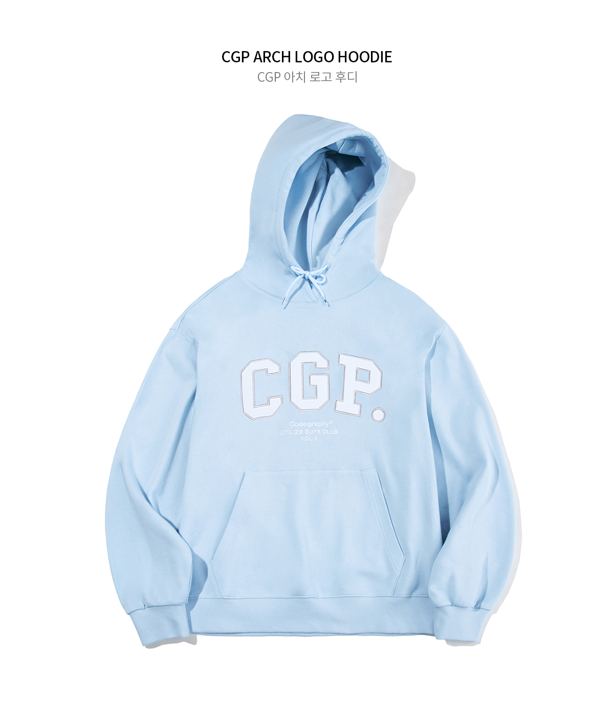 MUSINSA | Codegraphy CGP Arch Logo Hoodie_Sky Blue