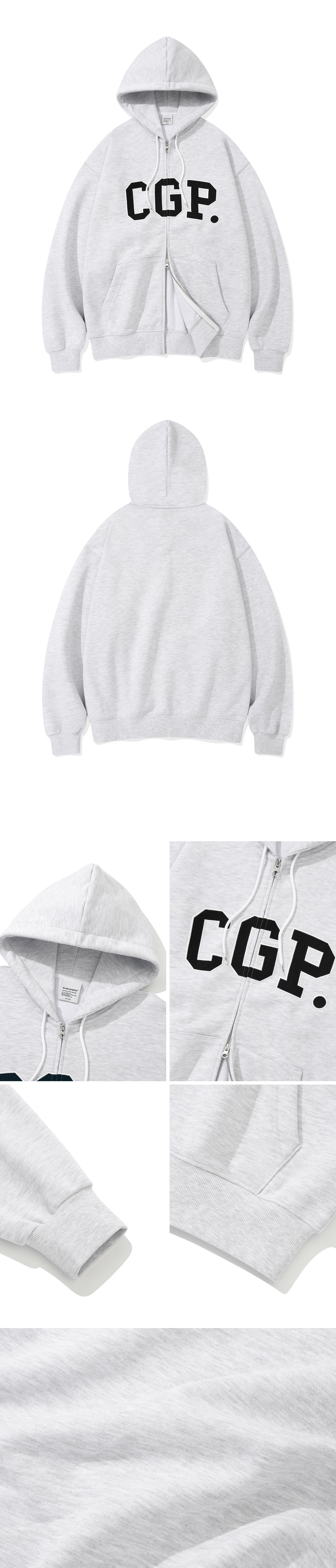 CODEGRAPHY) CGP Arch Logo Hooded Zip-Up (Light Gray)
