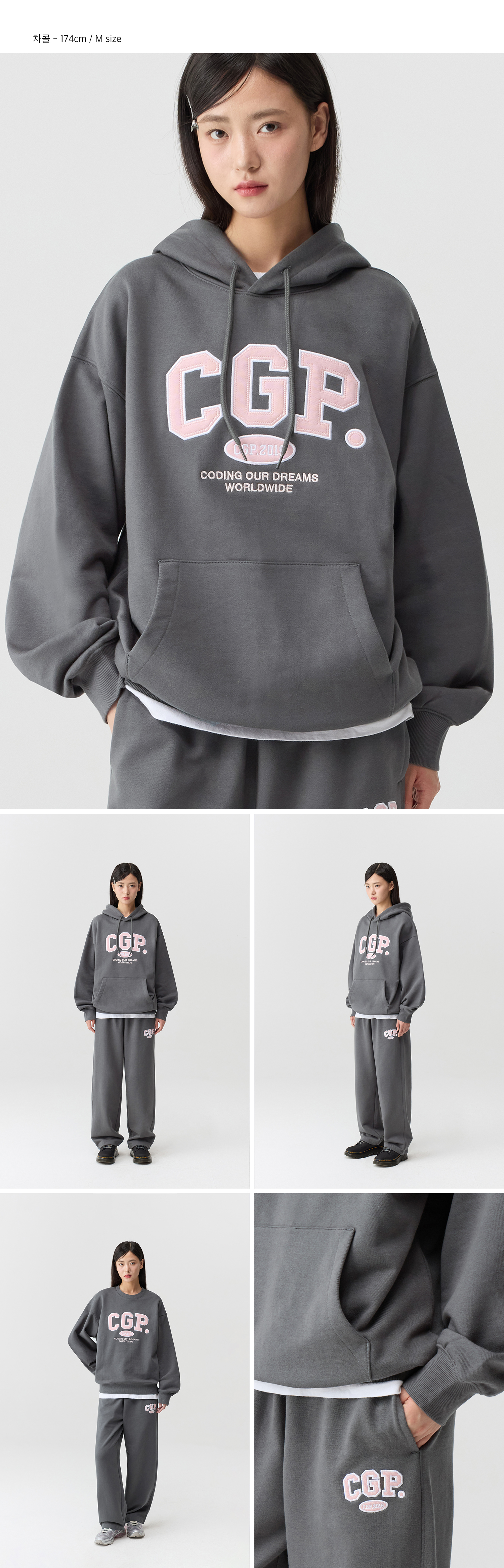 MUSINSA | Codegraphy CGP Arch Logo Hoodie_Charcoal