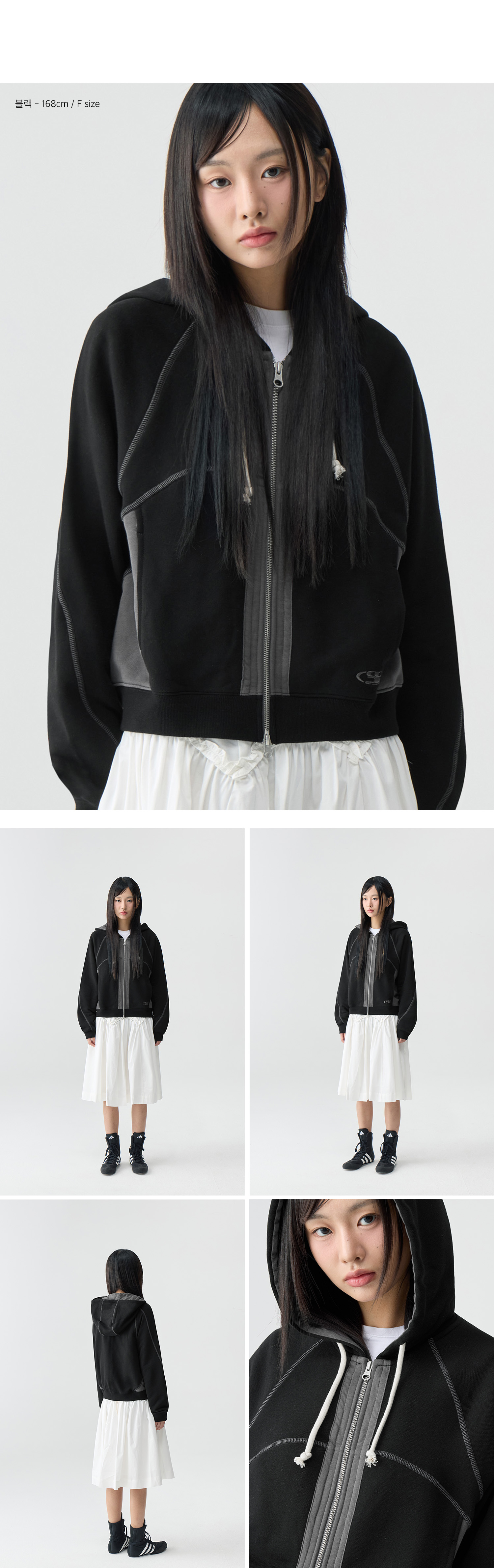 MUSINSA | Codegraphy (Women) Raglan Cut Hooded Zip-Up_Black