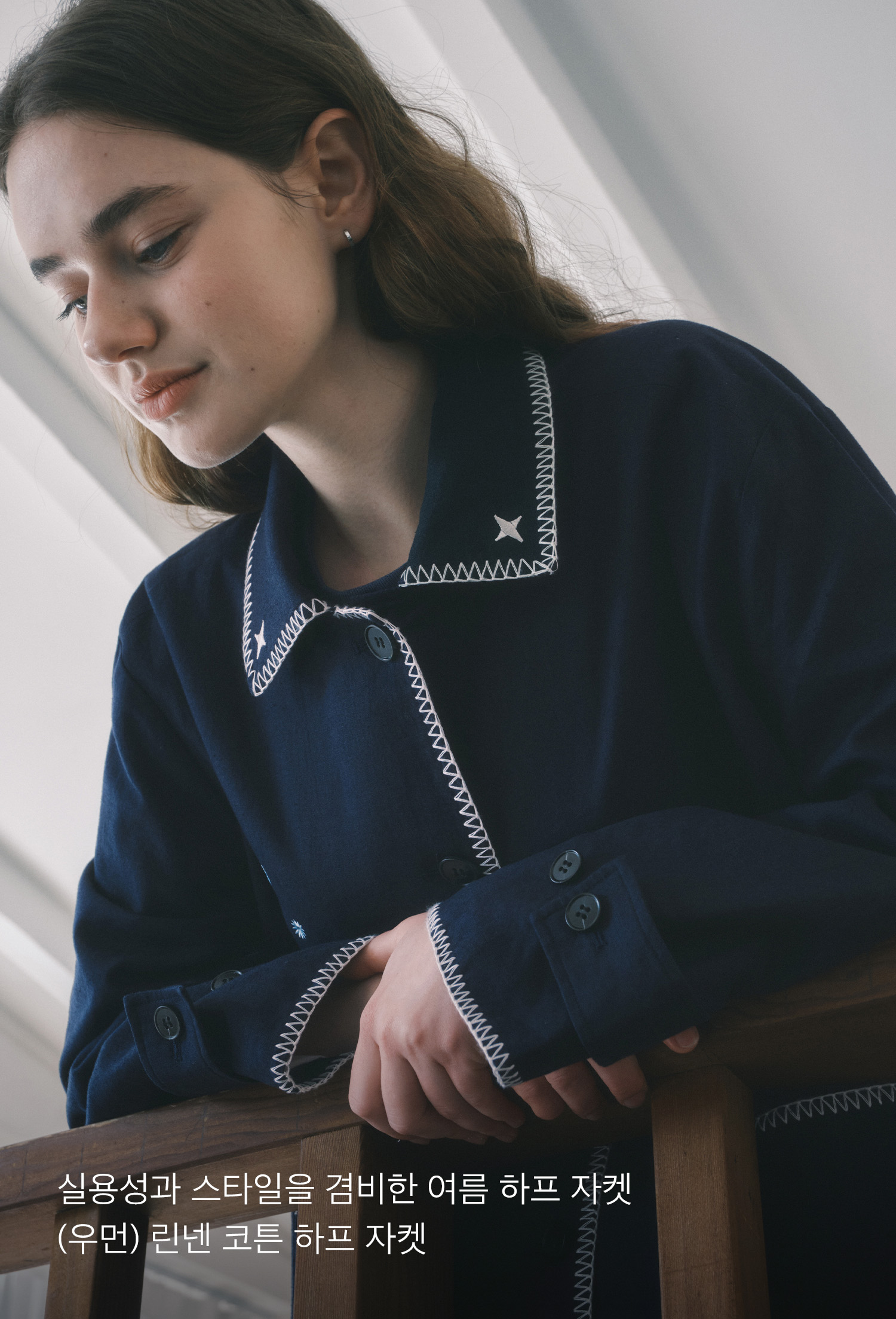 [CODEGRAPHY]25SS★韓国人気★(Women) Linen Cotton Half Jacket MUSINSA | Codegraphy (Women) Linen Cotton Half Jacket_Navy