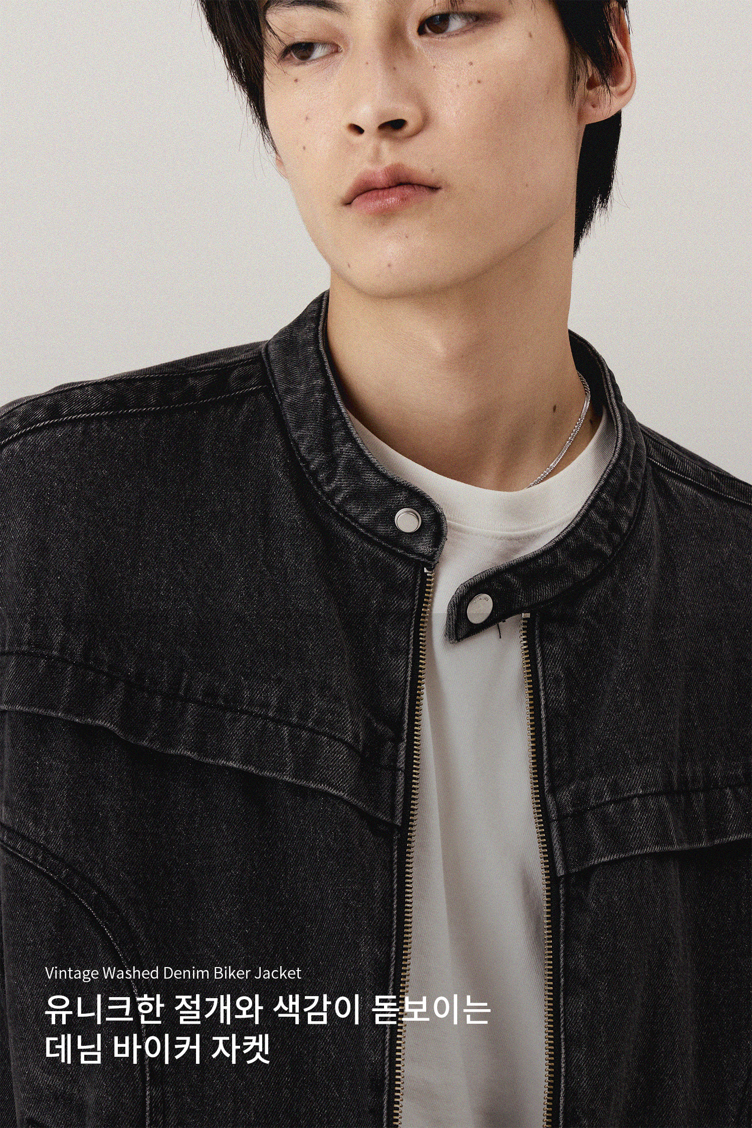 MUSINSA | KIIMUIR Vintage Washed Denim Biker Jacket_4 Colors